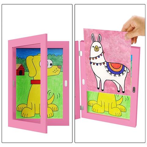 Cornice Per Foto Disegni Bambini A4 Legno Rosa 27 X 35 Cm - Foto 2