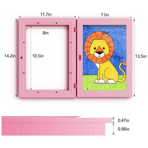 Cornice Per Foto Disegni Bambini A4 Legno Rosa 27 X 35 Cm - Foto 4