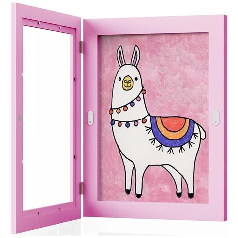 Cornice Per Foto Disegni Bambini A4 Legno Rosa 27 X 35 Cm - Foto 1
