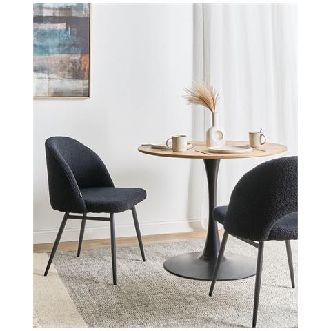 Set Di 2 Sedie Da Pranzo Onaga Bouclé Nero - Foto 1
