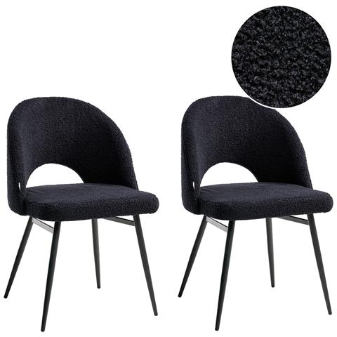 Set Di 2 Sedie Da Pranzo Onaga Bouclé Nero - Foto 2
