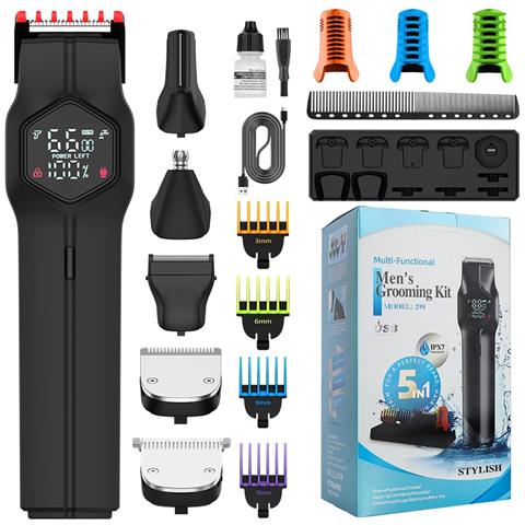 Tagliacapelli Magnetico 5-in-1: Kit Impermeabile E Ricaricabile Per La Cura Personale Uomo - Foto 1