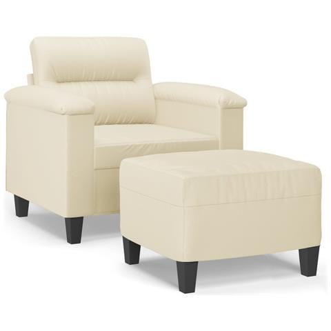 Poltrona con Poggiapiedi Crema 60 cm in Similpelle - Foto 1