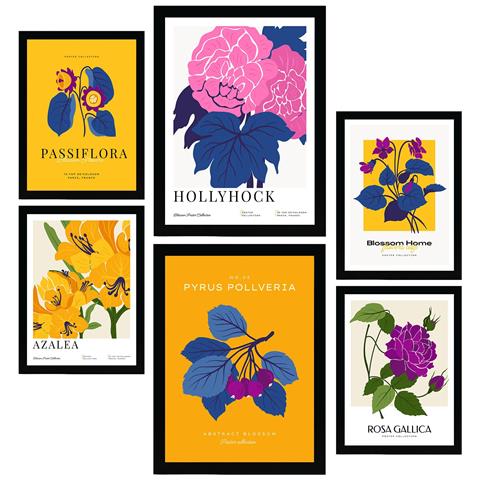 Set Di 6 Stampe Fiori Serra Natura E Stampe Botaniche Per L'interior Design A3 & A4 Cornice Nera - Foto 1