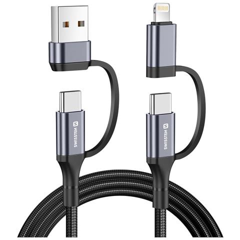 Cavo Intercambiabile 4-in-1 Usb-c A Usb-a E Lightning 60w 1,5 M, Nero - Foto 1