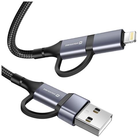 Cavo Intercambiabile 4-in-1 Usb-c A Usb-a E Lightning 60w 1,5 M, Nero - Foto 2