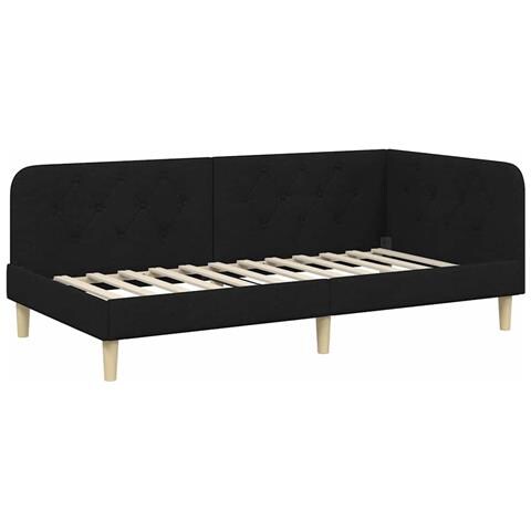 Cornice del letto ad angolo Nero 90 x 190 cm Tessuto - Foto 1