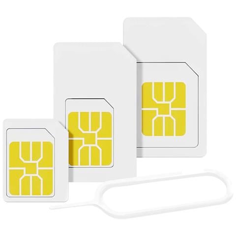 Adattatore Scheda Sim 3 Formato Nano Micro Con Estrattore, Bianco - Foto 1