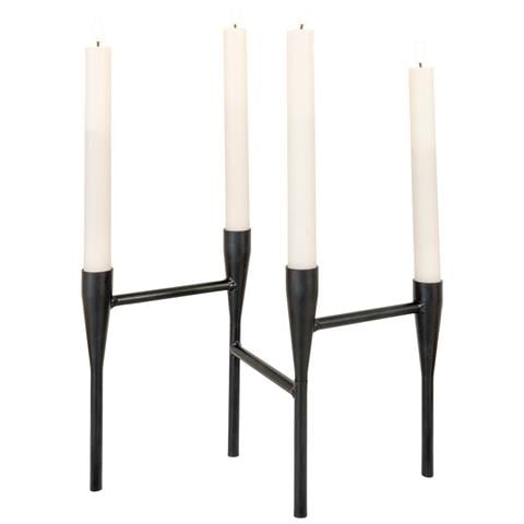 Portacandele In Acciaio Nero A Quattro Bracci 5x28x21 Cm - Foto 1