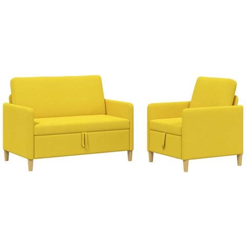 Set di Divani con Storage 2 pcs Giallo Chiaro Poliestere - Foto 1