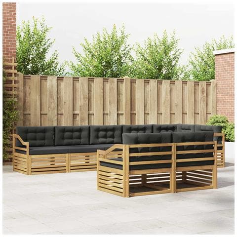 Set di divani da esterno 8 pcs Bianco e Antracite Poliestere - Foto 2