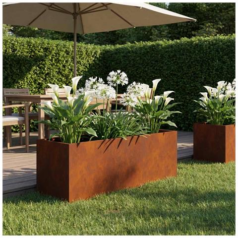 Vaso da giardino Ruggine 60 x 20 x 20 cm Acciaio Corten - Foto 2
