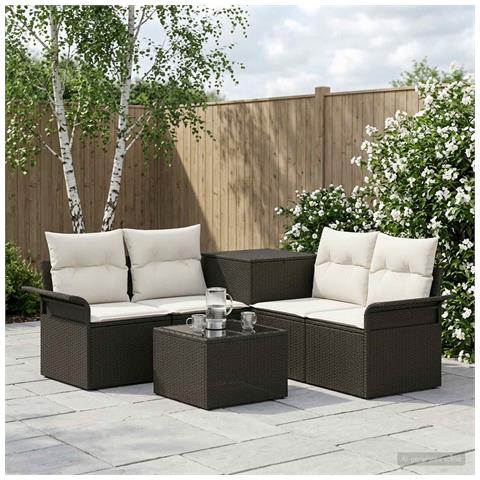 Set di divani 6 pz 4-Numero di posti Nero e Bianco Crema - Foto 10