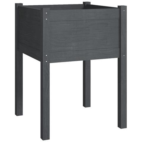 Fioriera Da Giardino Grigia 50x50x70 Cm Legno Massello Di Pino - Foto 2
