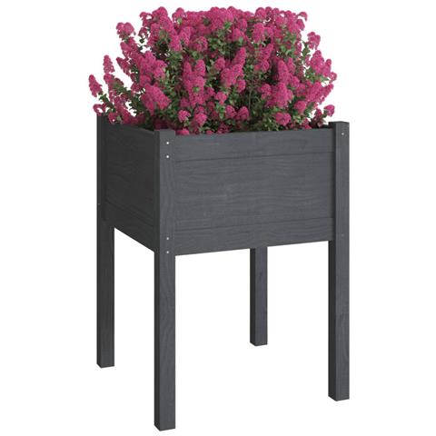 Fioriera Da Giardino Grigia 50x50x70 Cm Legno Massello Di Pino - Foto 7