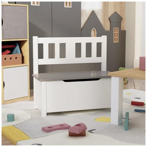 Cassapanca Per Bambini Bianca E Grigia 60x30x55 Cm In Mdf - Foto 6