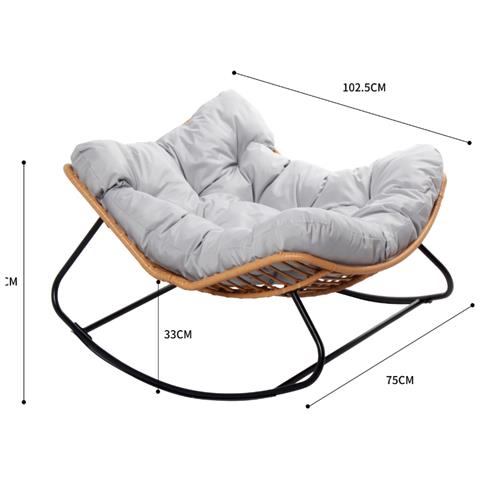 Sedia A Dondolo In Resina Intrecciata Con Cuscino Grigio Cangu - Foto 9