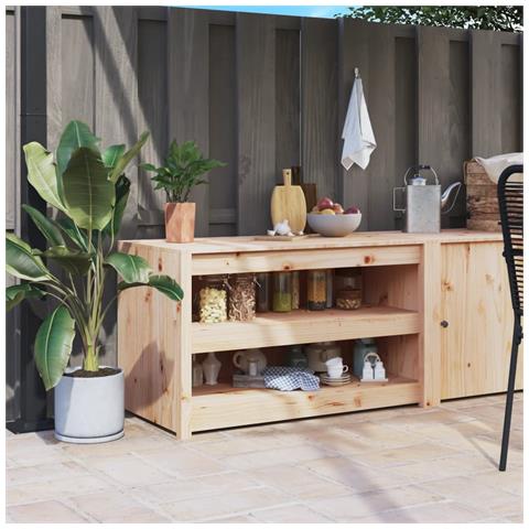 Mobile Da Cucina Da Esterno 106x55x64 Cm Legno Massello Di Pino - Foto 6