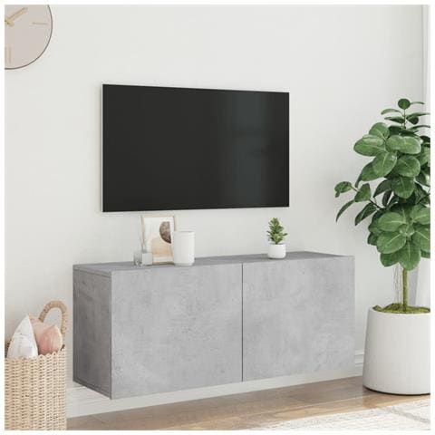 Mobile Tv A Parete Grigio Cemento 100x30x41 Cm - Foto 3