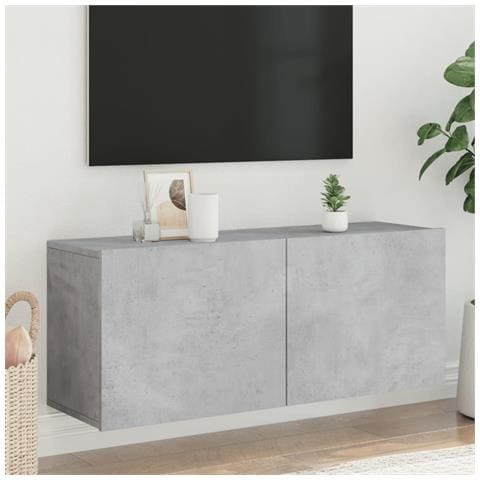 Mobile Tv A Parete Grigio Cemento 100x30x41 Cm - Foto 1