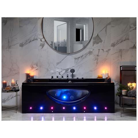 Vasca Idromassaggio Angolare Con Led Hawes 170 X 80 Cm Nero - Foto 1