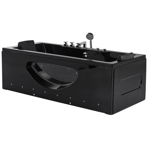 Vasca Idromassaggio Angolare Con Led Hawes 170 X 80 Cm Nero - Foto 6