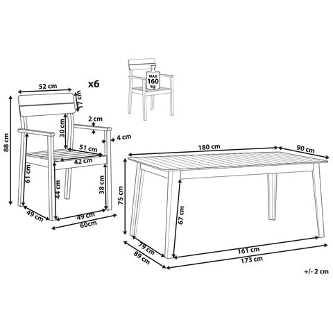 Set Di Tavolo E 6 Sedie Da Giardino Legno Acacia Chiaro Fornelli - Foto 2