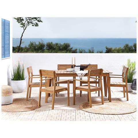 Set Di Tavolo E 6 Sedie Da Giardino Legno Acacia Chiaro Fornelli - Foto 1