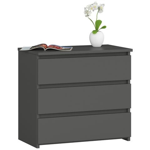 Comodino CL3, 3 cassetti, 60x35x57 cm, Colore Grigio Grafite - Foto 1