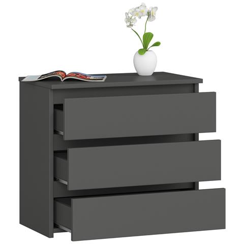 Comodino CL3, 3 cassetti, 60x35x57 cm, Colore Grigio Grafite - Foto 2