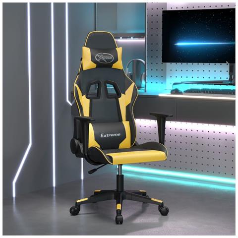 Sedia Da Gaming Nera E Oro In Similpelle - Foto 1