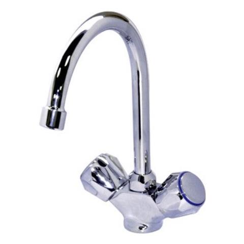 Rubinetto Monoforo In Ottone Per Lavello Con Manopola Tonda - Foto 1