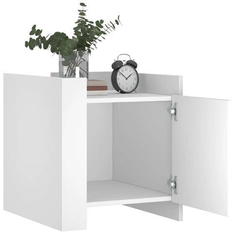 Comodino Bianco 45x50x50 Cm In Truciolato - Foto 3