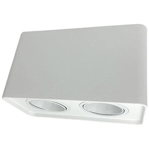 Porta Faretto Doppio Supporto Orientabile Montaggio Da Soffitto Bianco P342b - Foto 2