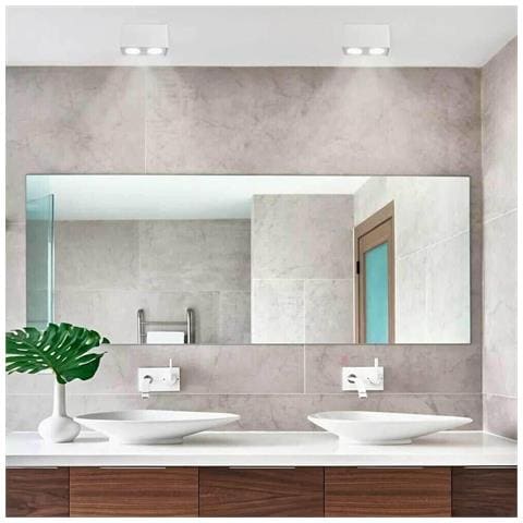 Porta Faretto Doppio Supporto Orientabile Montaggio Da Soffitto Bianco P342b - Foto 6