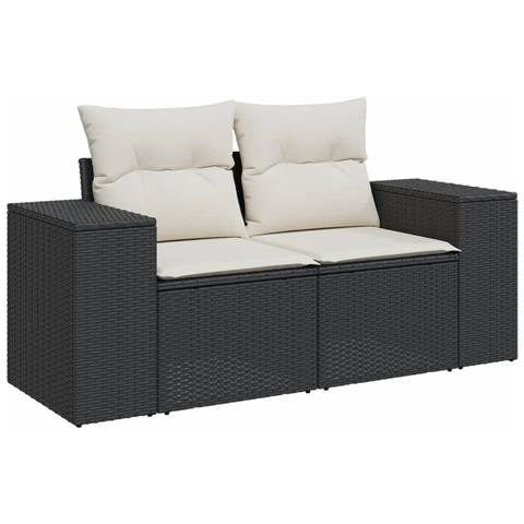 Set Divani Da Giardino 9 Pz Con Cuscini Nero In Polyrattan - Foto 3