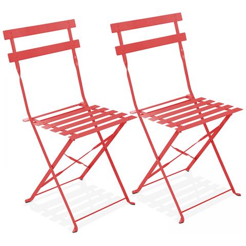 Set Di 2 Sedie Pieghevoli In Acciaio Rosse - Foto 1