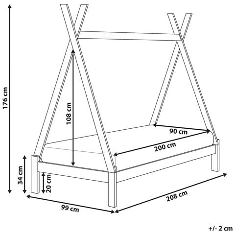 Letto Per Bambini Tenda Tipi Legno Di Pino Devay 90 X 200 Cm Grigio - Foto 8