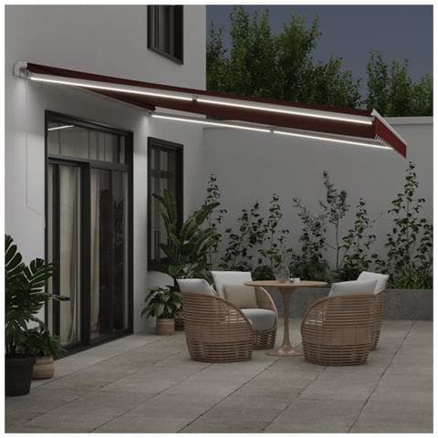Tenda Da Sole Retrattile Manuale Con Led Bordò 450x300 Cm - Foto 3