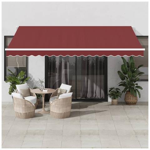 Tenda Da Sole Retrattile Manuale Con Led Bordò 450x300 Cm - Foto 1