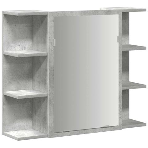 Mobile Bagno Con Specchio Grigio Cemento 80x20,5x64 Multistrato - Foto 2