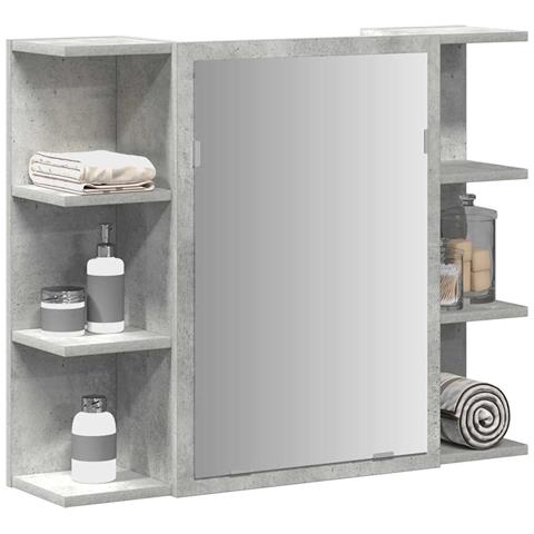 Mobile Bagno Con Specchio Grigio Cemento 80x20,5x64 Multistrato - Foto 1