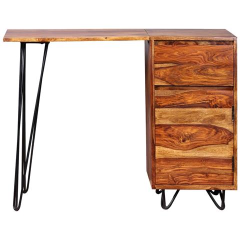 Lusso Casadino -  Scrivania Con 1 Cassetto 1 Armadietto Legno Massello Acacia - Foto 8