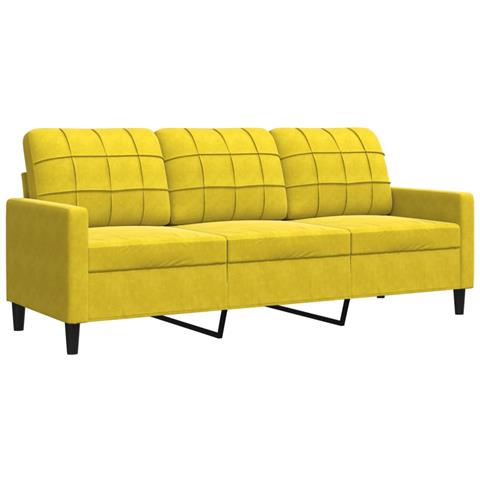 Divano A 3 Posti Giallo 180 Cm In Velluto - Foto 1