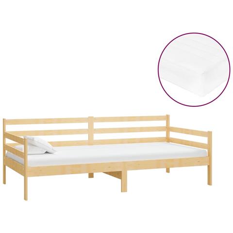 Divano Letto Con Materasso 90x200 Cm Legno Massello Di Pino - Foto 1