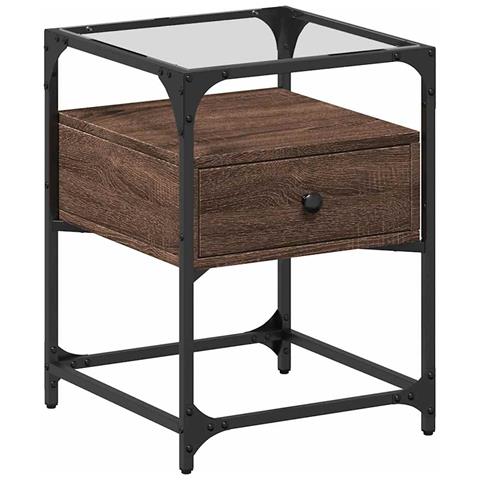 Lusso Casadino - Comodino Rovere Marrone 40x40x55 Cm In Legno Multistrato - Foto 1