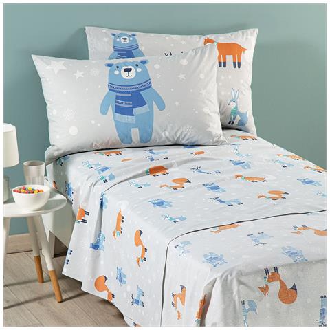 Completo Lenzuola Piazza E Mezza Kids Teddy In Cotone Colore Bianco Misura Singolo - Foto 2