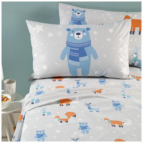 Completo Lenzuola Piazza E Mezza Kids Teddy In Cotone Colore Bianco Misura Singolo - Foto 3