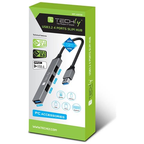 IUSB32-HUB4A-3U2SLS replicatore di porte e docking station per laptop Cablato USB 3.2 Gen 1 (3.1 Gen 1) Type-A Grigio - Foto 2