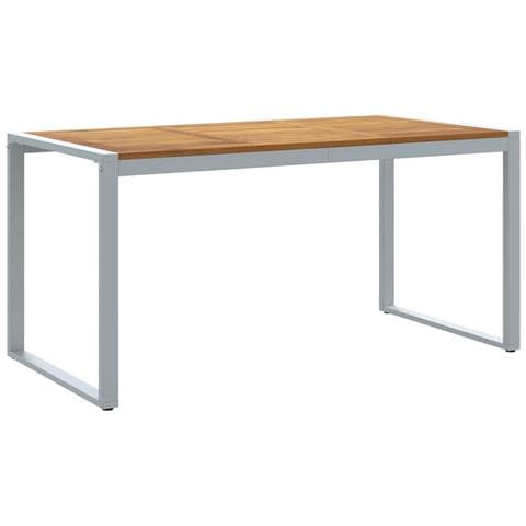 Tavolo da pranzo da esterno  Grigio 160x80x75 cm Acciaio e Legno massello di acacia - Foto 1
